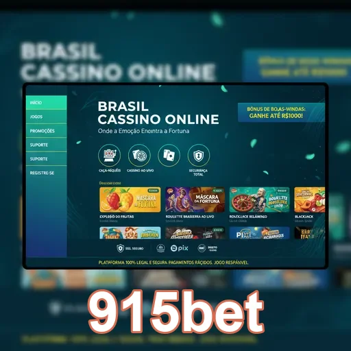 Tela da 915bet com jogos e promoções para novos usuários.