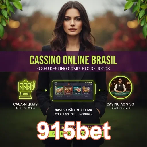 Página da 915bet destacando caça-níqueis e cassino ao vivo.