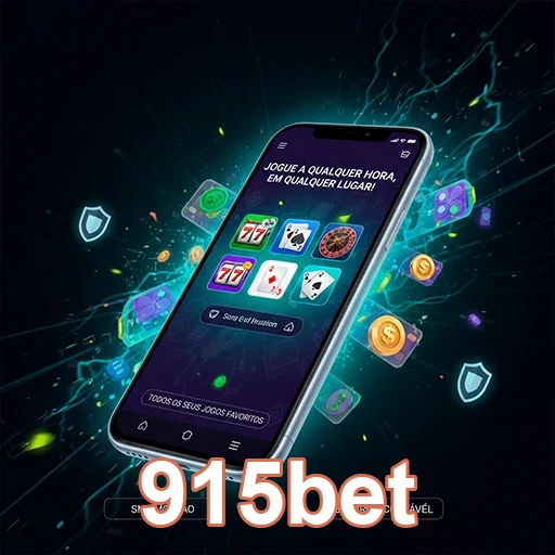 Celular mostrando jogos de slot e ícones do 915bet.
