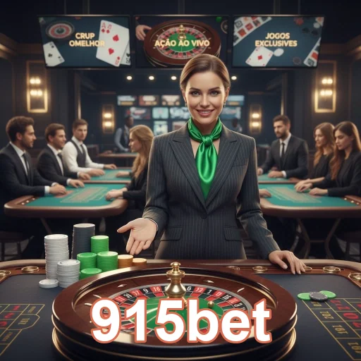 Dealer shuffles fichas em mesa de cassino da 915bet.