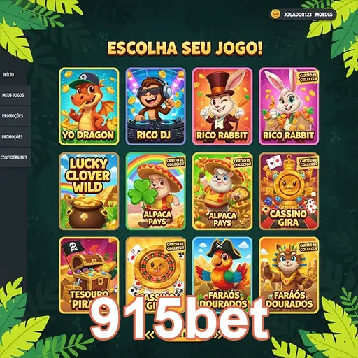 Tela de seleção de slots no 915bet com variedade de jogos.