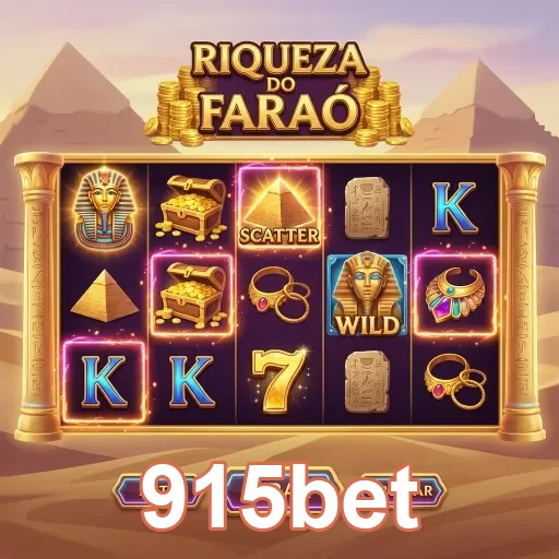 Interface do jogo Riqueza do Faraó no aplicativo 915bet.