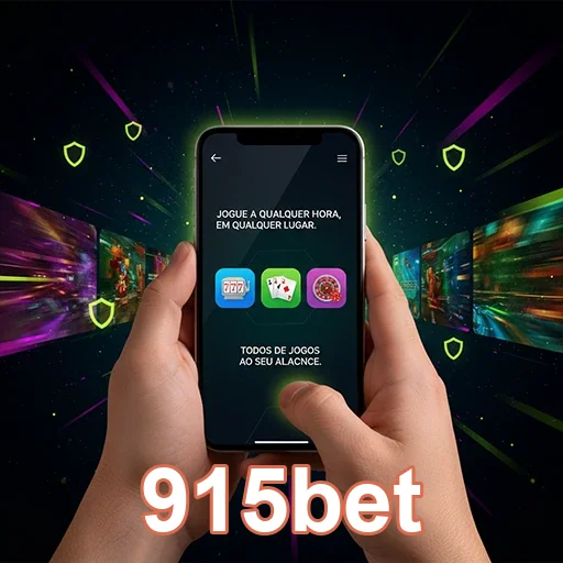 Celular mostrando serviços VIP da 915bet para jogos online.