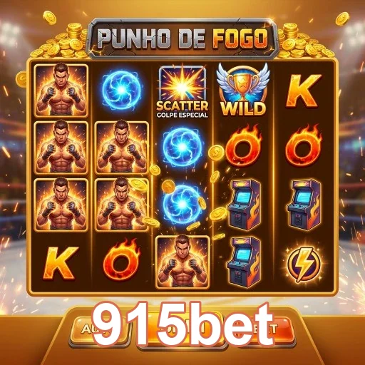 Tela de jogo da slot 'Punho de Fogo' no 915bet.