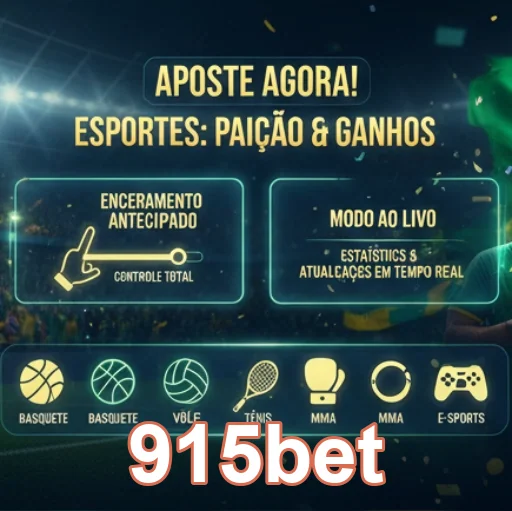 Imagem da plataforma 915bet com promoções de esportes.