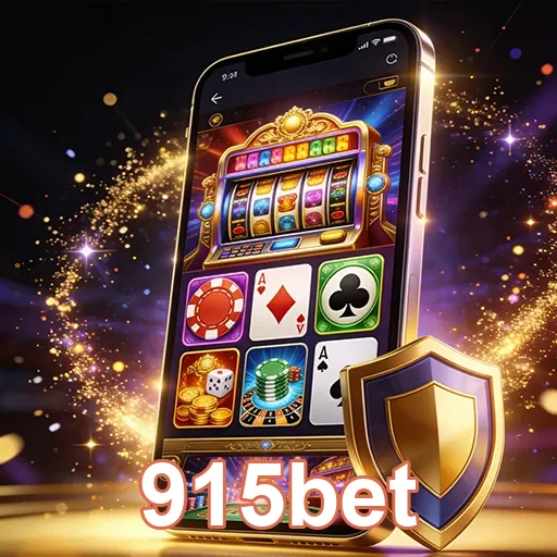 Celular exibindo aplicativo 915bet com segurança visual destacada.