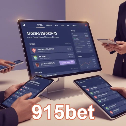 Usuários interagindo com o aplicativo 915bet em diferentes dispositivos.