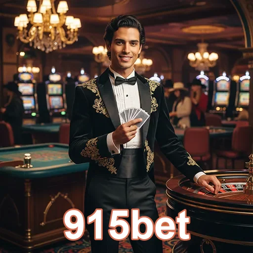 Jogador VIP na 915bet com cartas em cassino luxuoso.