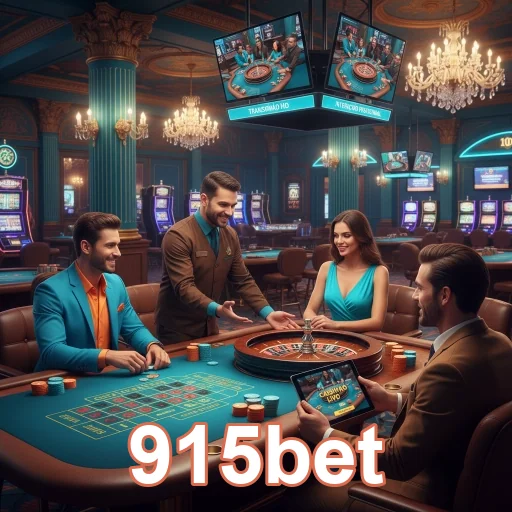 Jogadores interagindo em cassino virtual no aplicativo 915bet.